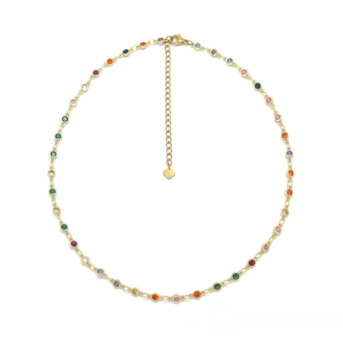 Collier chaine strass multi