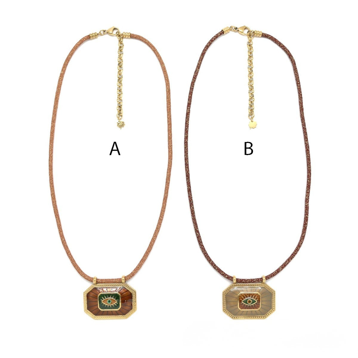 Collier cordon plaque octagon oeil