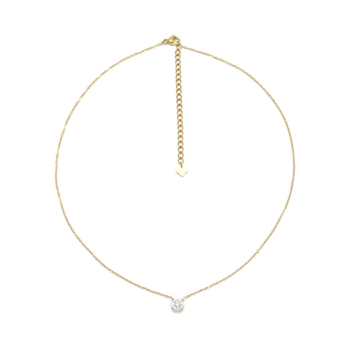 Collier fin strass rond blanc